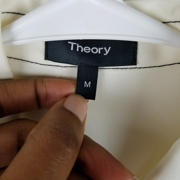 Theory Sunaya B Silk Blouse Button Front Ivory - Picture 3 of 6